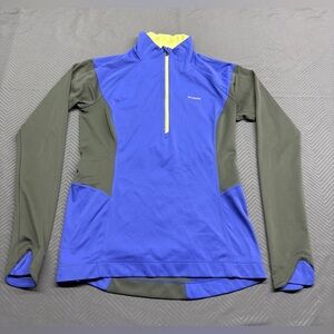 Columbia Women’s Omni-Wind Quarter Zip Size M Indigo/Grey/Yellow